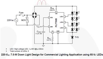 Application Circuit Diagram - onsemi FL77944 Dimmable High-Power LED Direct AC Driver